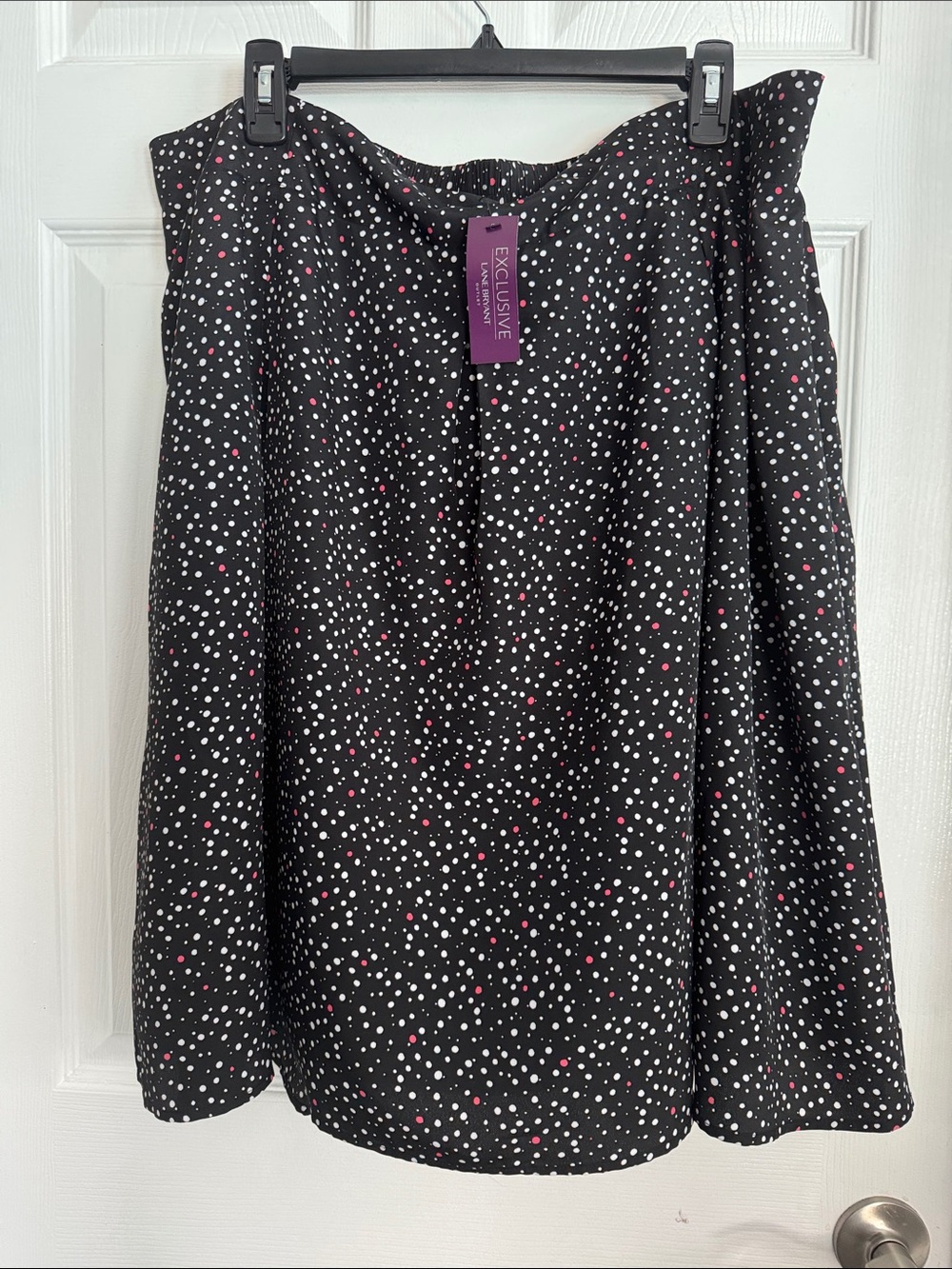 Exclusive Black Polka Dot A-Line Skirt with Pink & White Spots